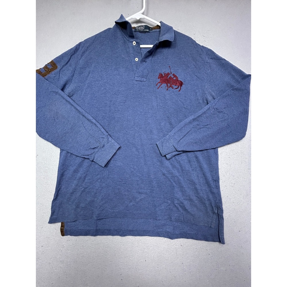 Polo Ralph Lauren Polo Shirt 100% Cotton Blue Heather Large Mens